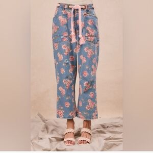 BiBi Denim with Pink Floral Accents